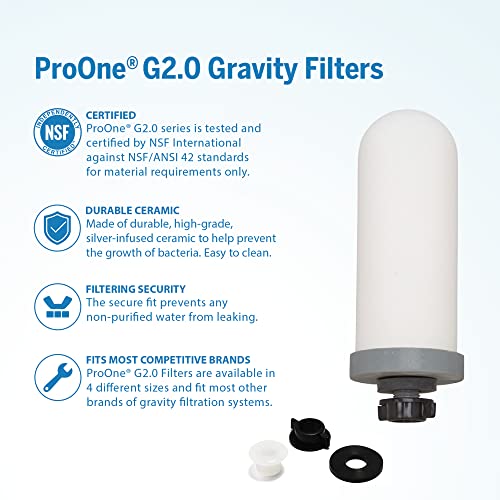 ProOne Scout II Personal Compact Gravity Water Filter System with 5-Inch Prepper Filter, Portable, Personal Water Filter for Hiking and Camping