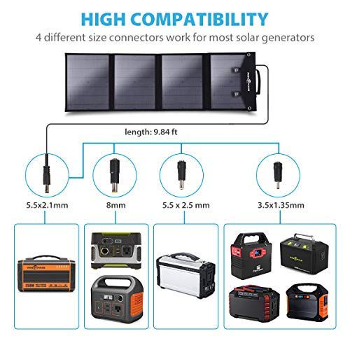 Rockpals 100W Foldable Solar Panel Charger for Suaoki Portable Generator with 3 USB Ports