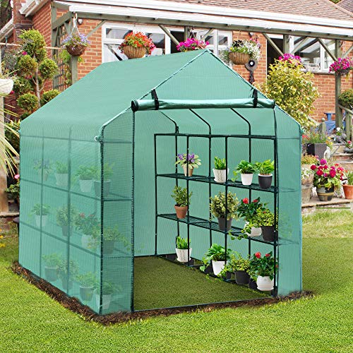 portable plant house Outsunny 8' x 6' x 7' Portable Water/UV Walk-in Greenhouse Hot House w