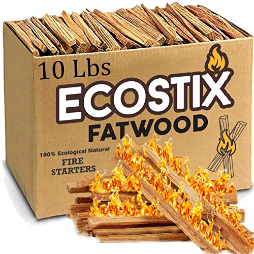 EasyGoProducts Approx. 120 Eco-Stix Fatwood Fire Starter Kindling Firewood Sticks – 100% Organic – Firestarter for Wood Stoves, Fireplaces, Campfires, Bonfires, 10 Lbs