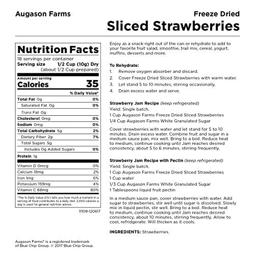 Augason Farms Freeze Dried Sliced Strawberries 6.4 oz