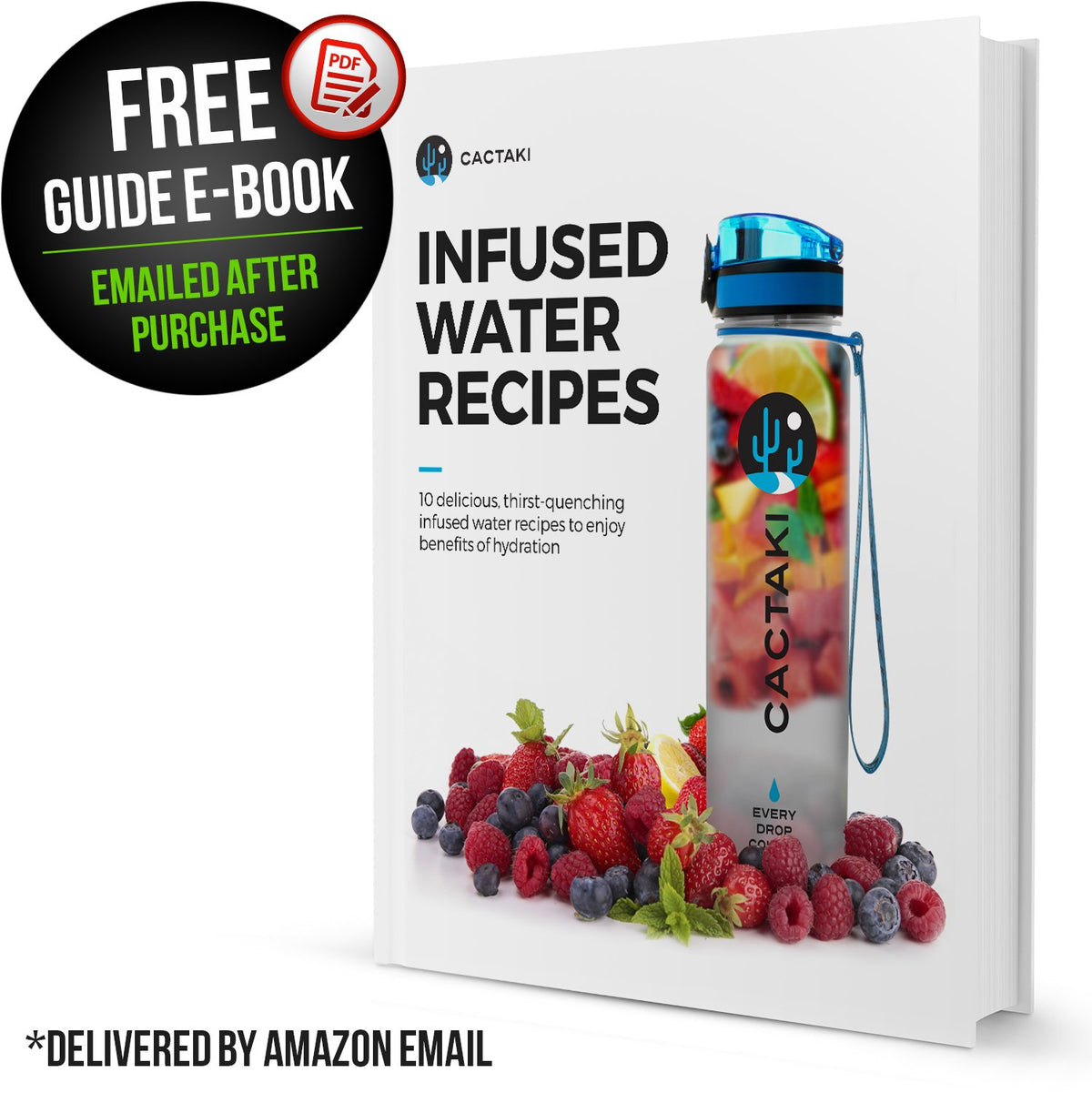 Cactaki BPA Free Sports Water Bottle with Time Marker