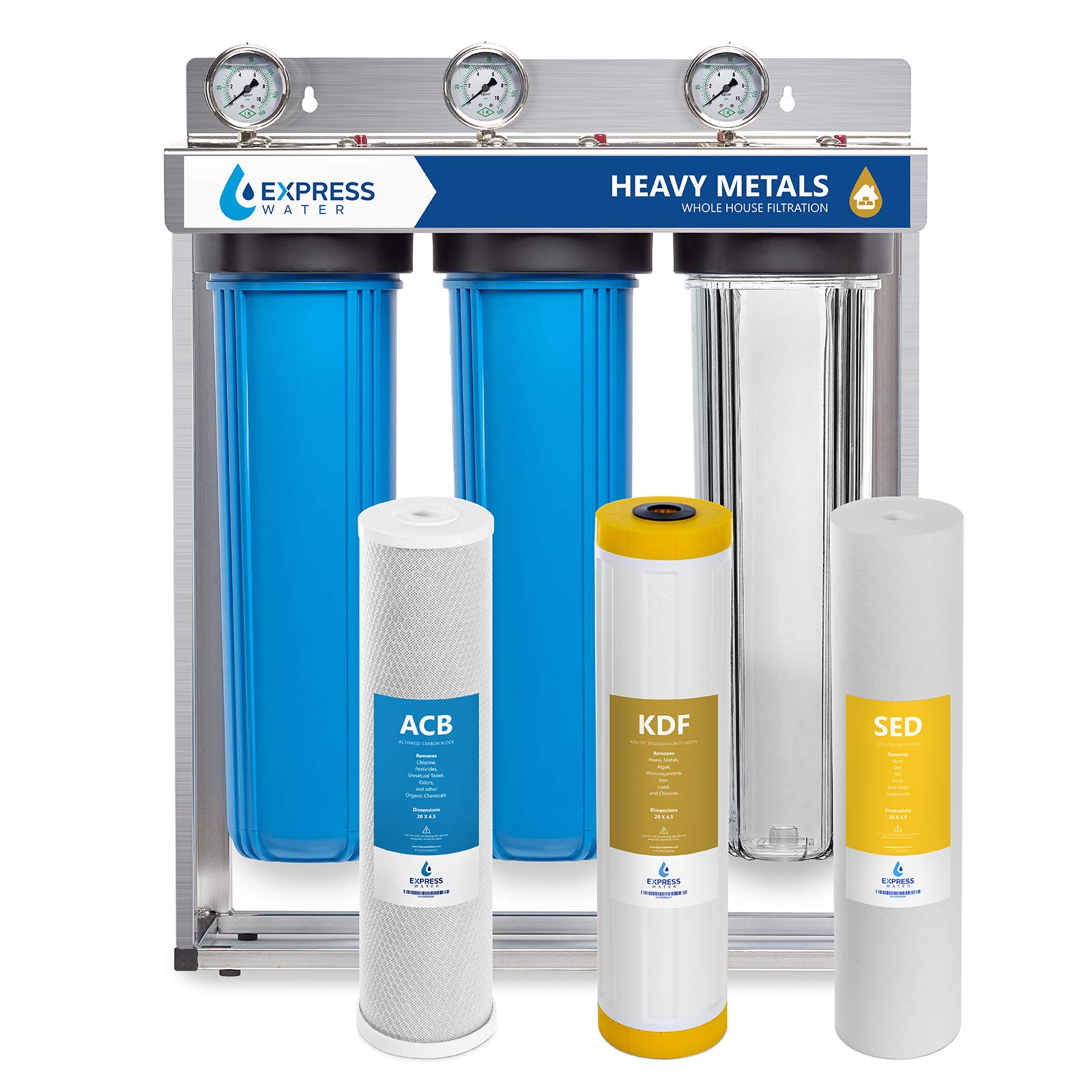 Express Water Heavy Metal Whole House Water Filter - 3 Stage Home Water Filtration System