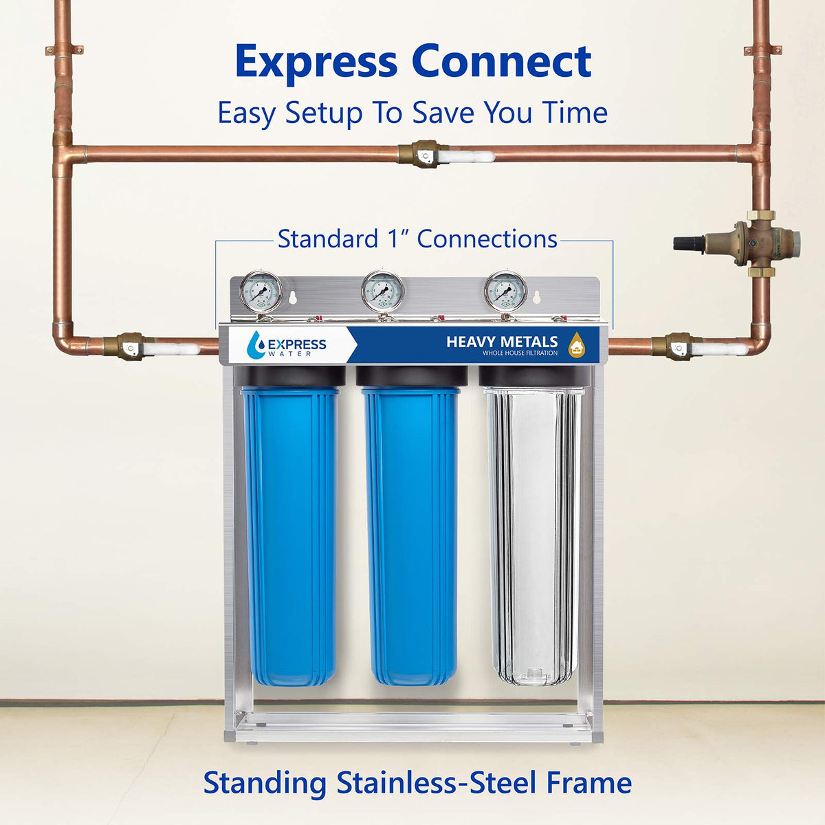 Express Water Heavy Metal Whole House Water Filter - 3 Stage Home Water Filtration System