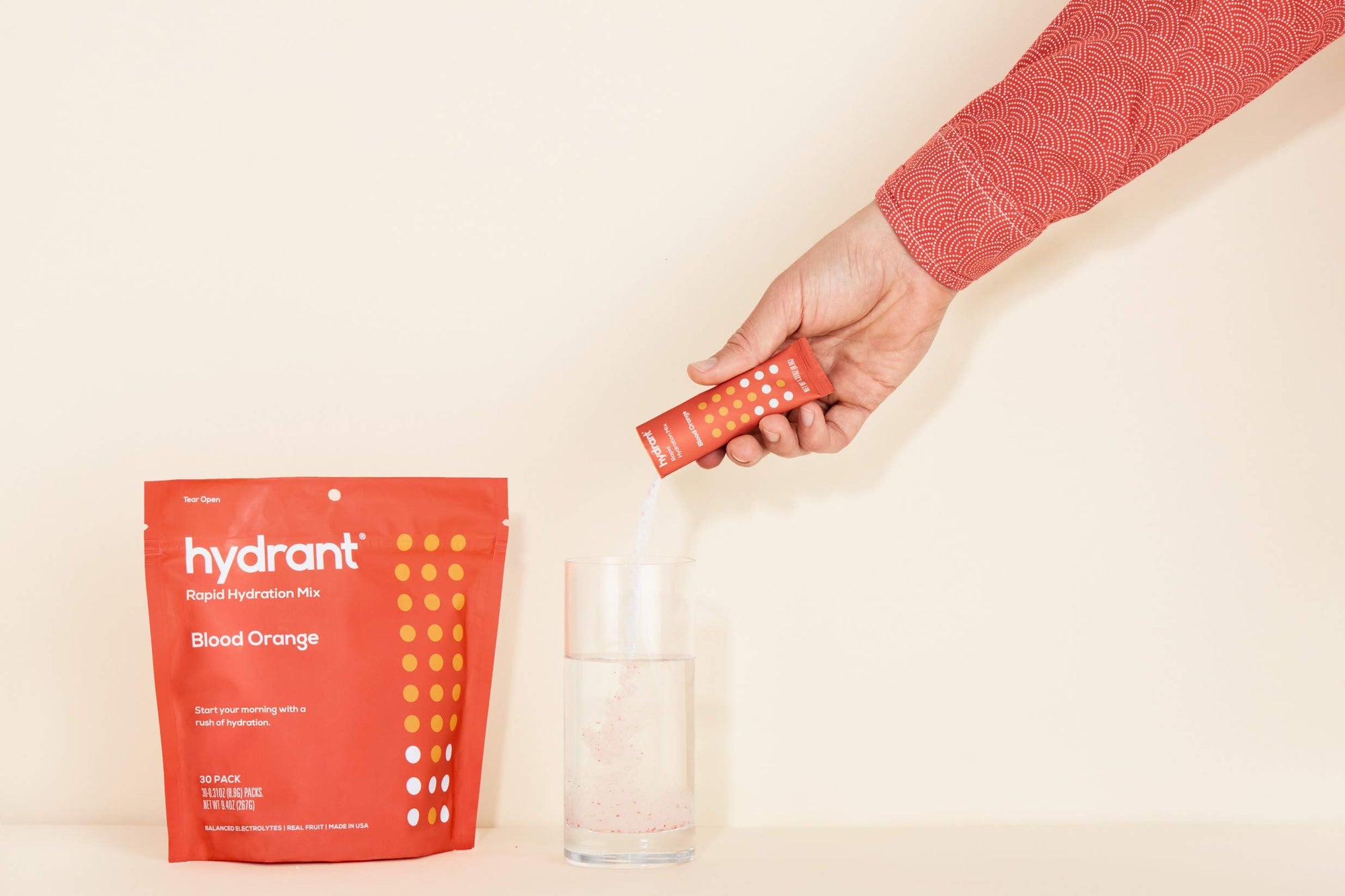 Hydrant Blood Orange Rapid Hydration Mix Version 2 | Electrolyte Powder | Dehydration Recovery Drink Blend 30pk