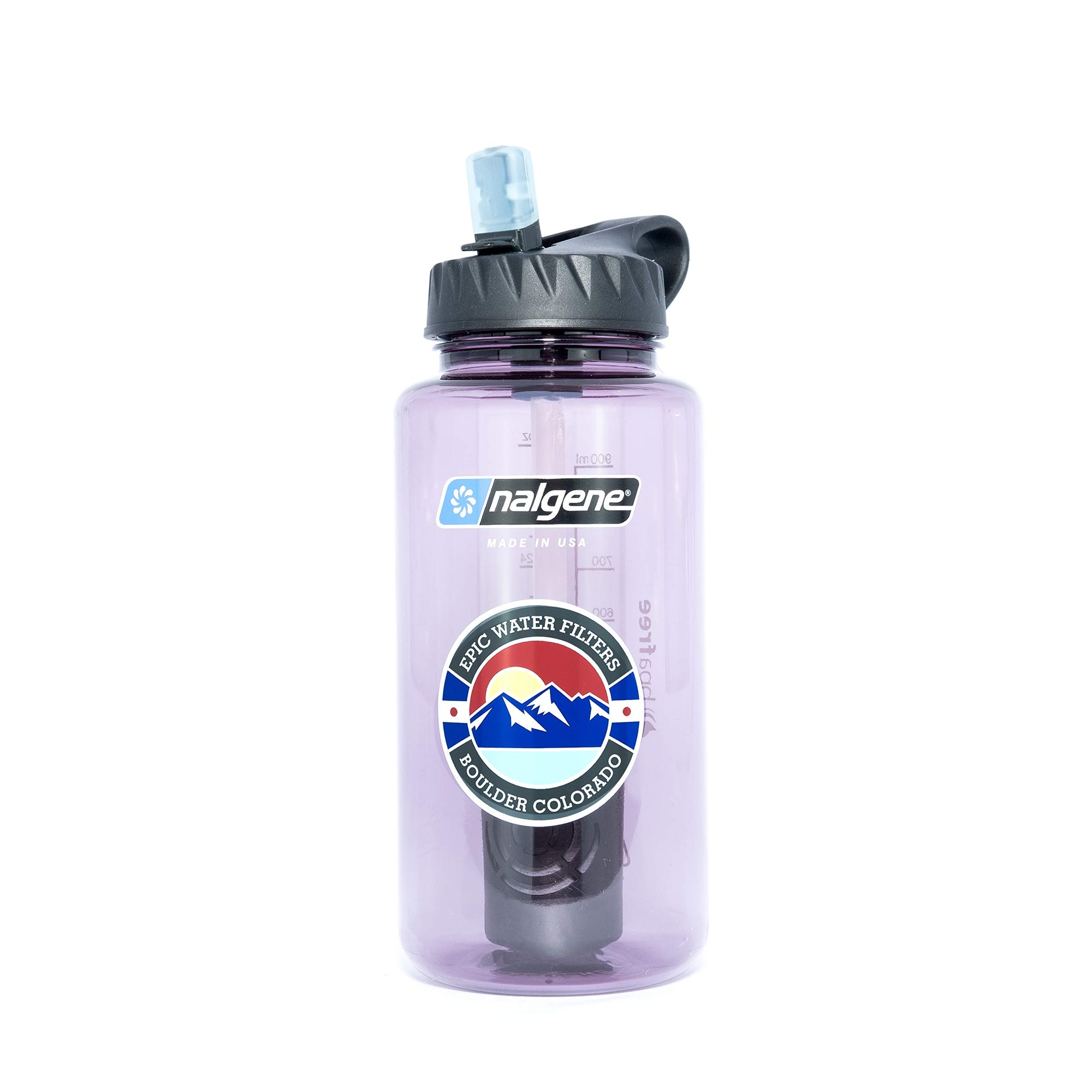 Epic Nalgene OG | Water Filtration Bottle | Wide Mouth 32 oz | American Made Bottle | USA Made Filter Removes 99.99% of Tap Water Contaminants Lead Chlorine Chromium 6 Arsenic Chloroform (Aubergine)