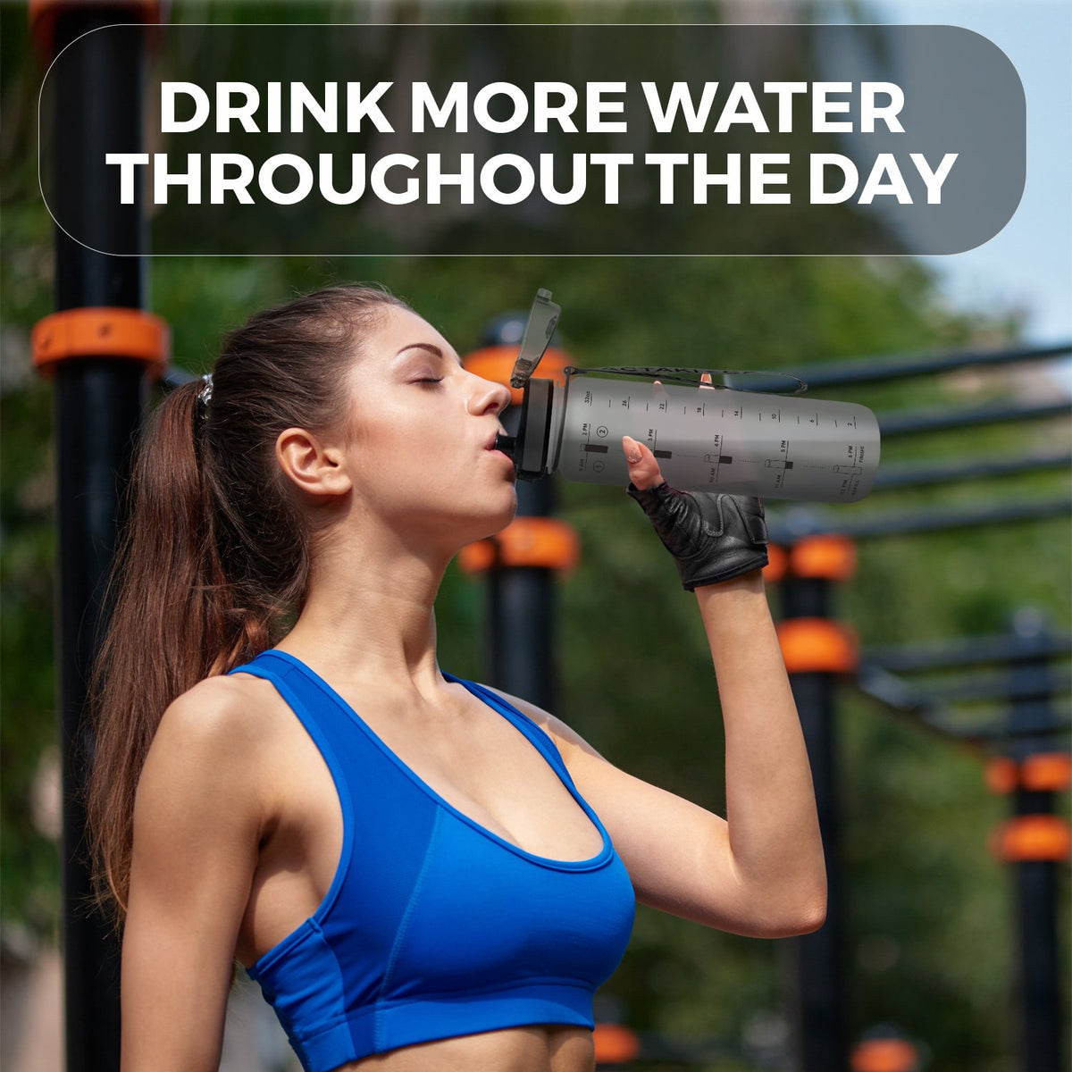 Cactaki BPA Free Sports Water Bottle with Time Marker