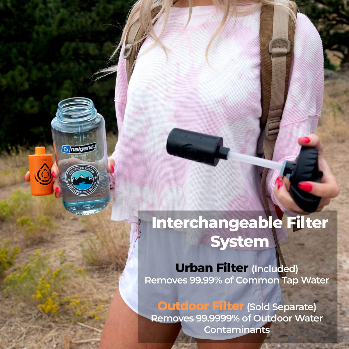 Epic Nalgene OG | Water Filtration Bottle | Wide Mouth 32 oz | American Made Bottle | USA Made Filter Removes 99.99% of Tap Water Contaminants Lead Chlorine Chromium 6 Arsenic Chloroform (Aubergine)