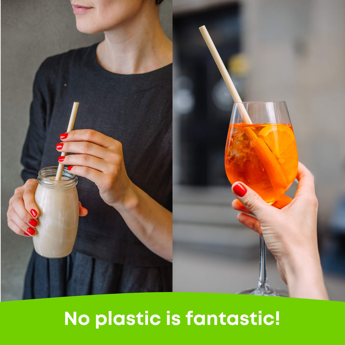 Biodegradable Straws (50 pack) - 100% Natural Compostable Eco Friendly Drinking Straws - Medium diameter