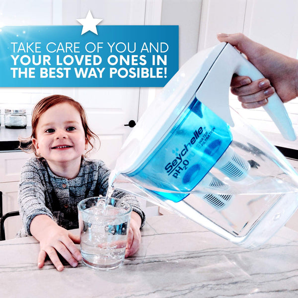 Seychelle pH2O Alkaline Water Filter Pitcher pH Enhancing Filtration