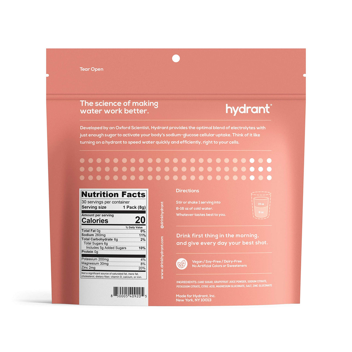 Hydrant Grapefruit Rapid Hydration Mix Version 2 | Electrolyte Powder | Dehydration Recovery Drink - 30pk