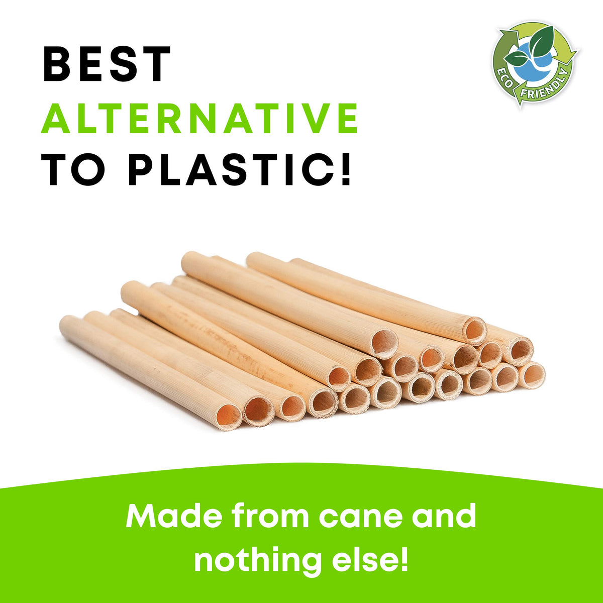 Biodegradable Straws (50 pack) - 100% Natural Compostable Eco Friendly Drinking Straws - Medium diameter