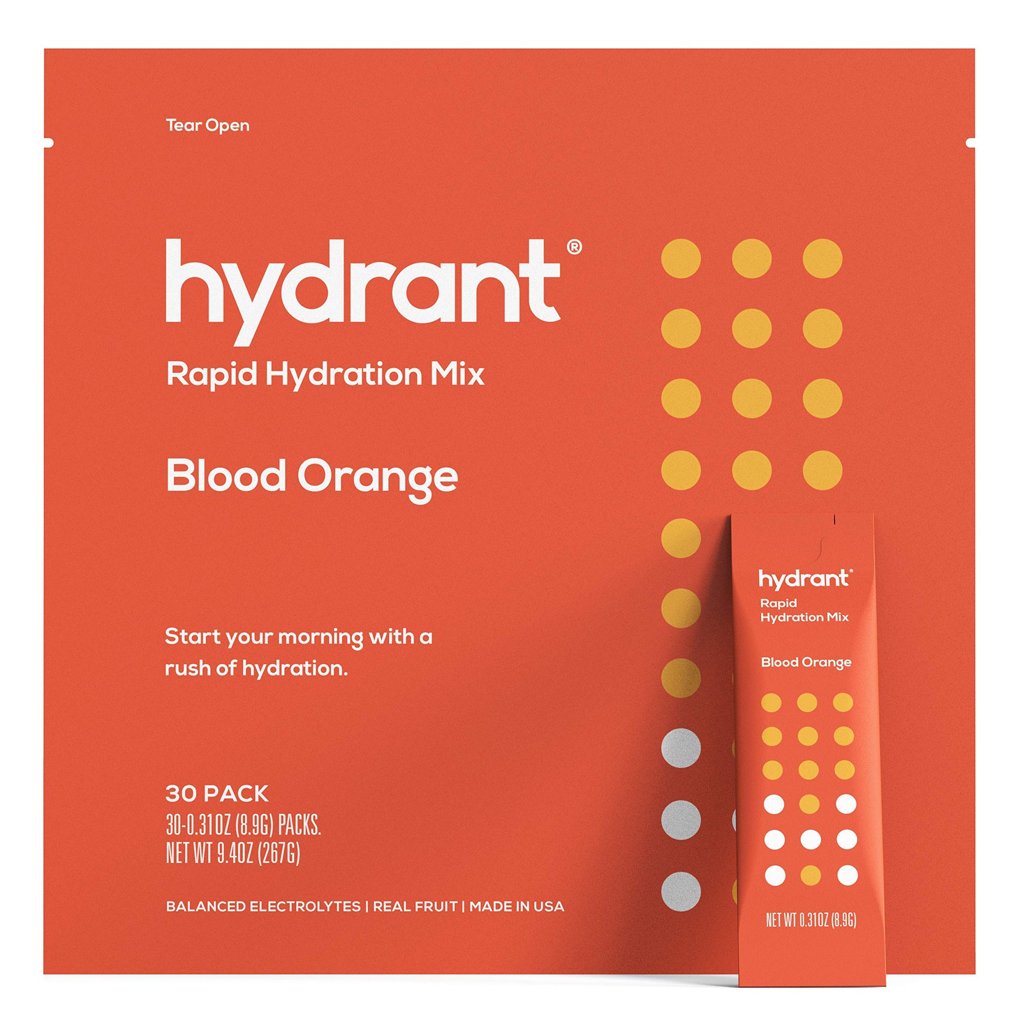 Hydrant Blood Orange Rapid Hydration Mix Version 2 | Electrolyte Powder | Dehydration Recovery Drink Blend 30pk