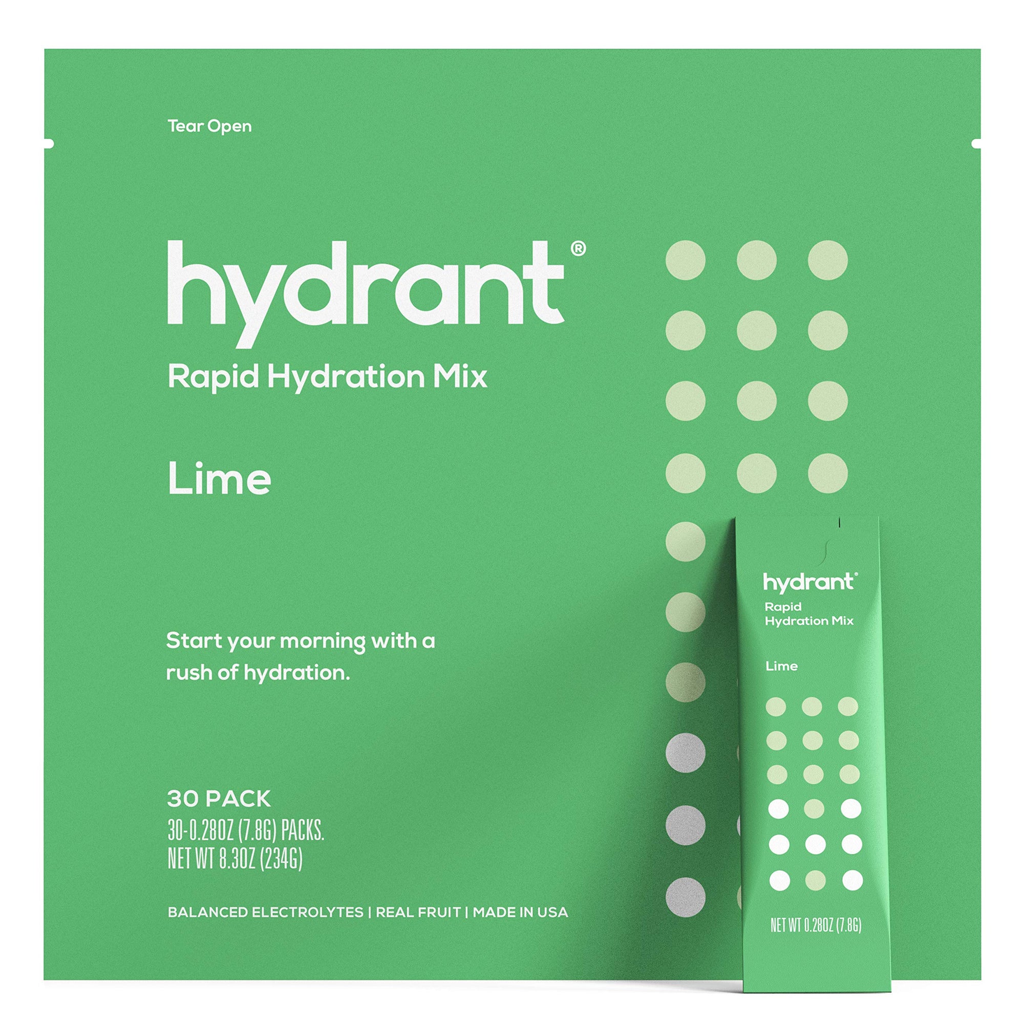 Hydrant Lime Rapid Hydration Mix Version 2 | Electrolyte Powder | Dehydration Recovery Drink - 30pk